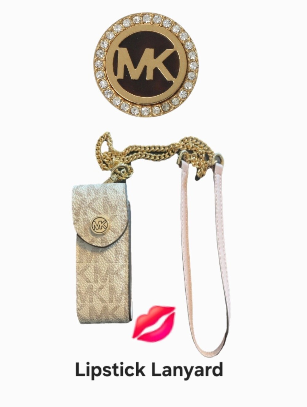 Michael Kors Lipstick Lanyard In Blush Pink MK Signature